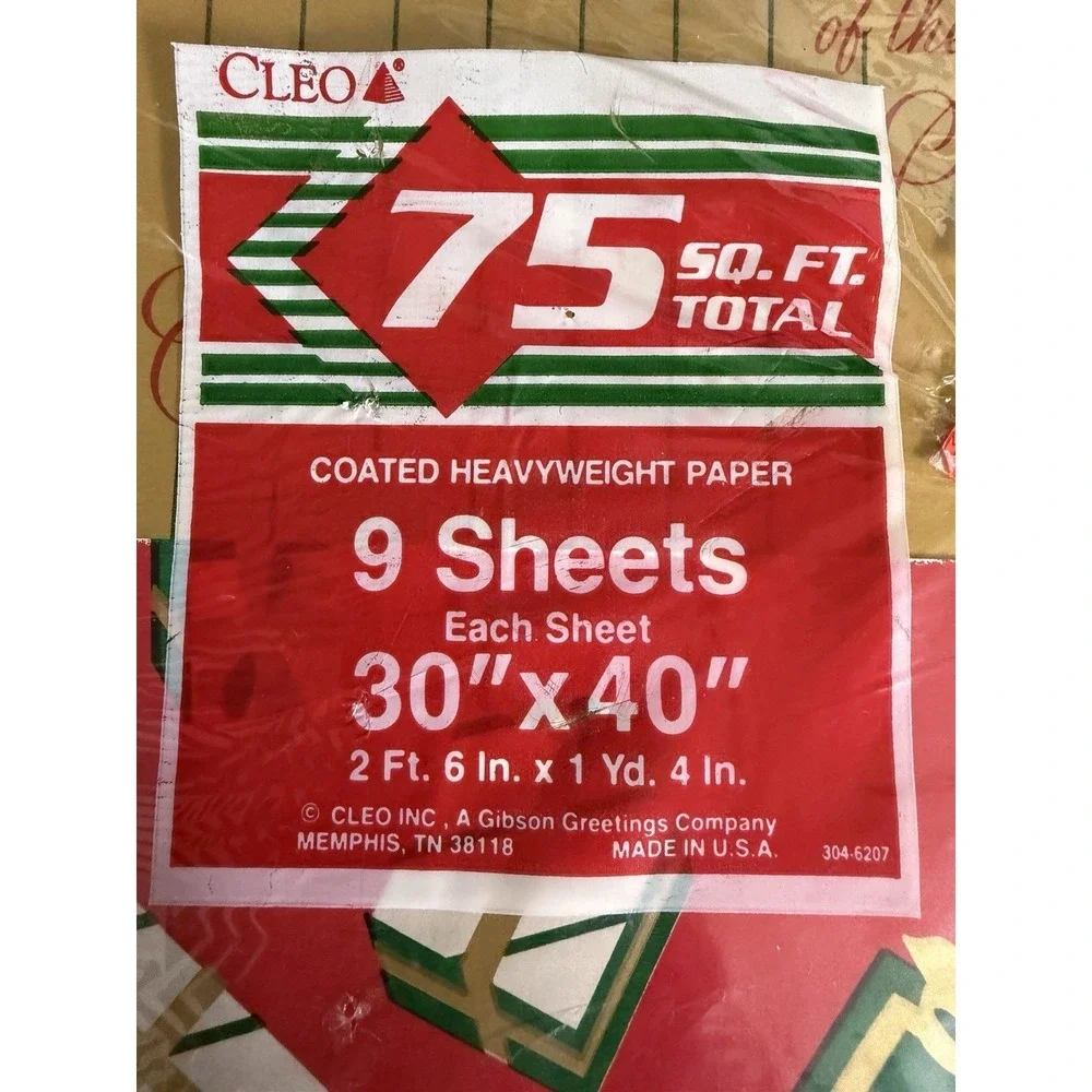Vintage Cottagecore Christmas Wrapping‎ Paper & Gift Tags Lot NOS Cleo USA